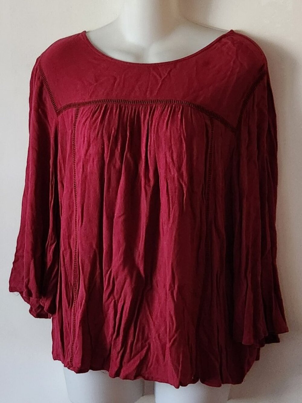 Old Navy blouse babydoll style sz L burgundy GUC